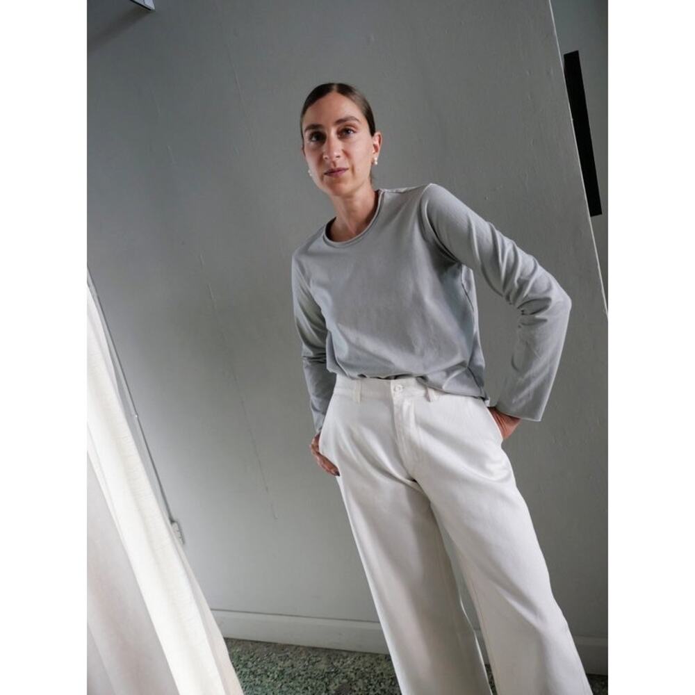 Labo.Art Women's Long Sleeve Shirt Top Cotton A Line Gray Size 4 Made in Italy S